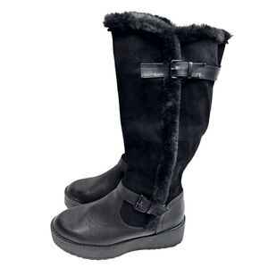 Wanted Faux Leather Boots Size 7 Fur Lined Winter Black New